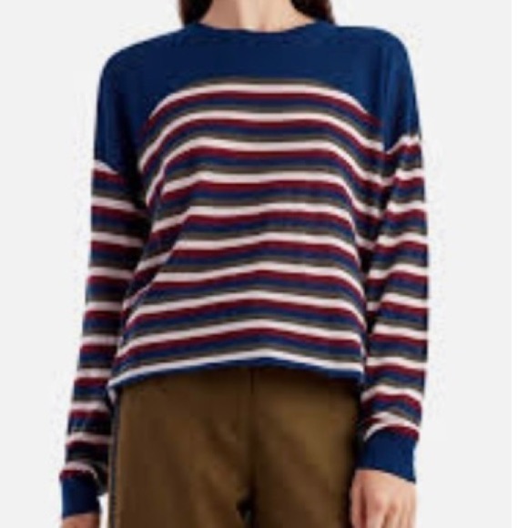 Jason Wu NWT Wool Blend Crewneck Sweater Relax Fit Blue Red Stripe Size XS - Picture 1 of 7